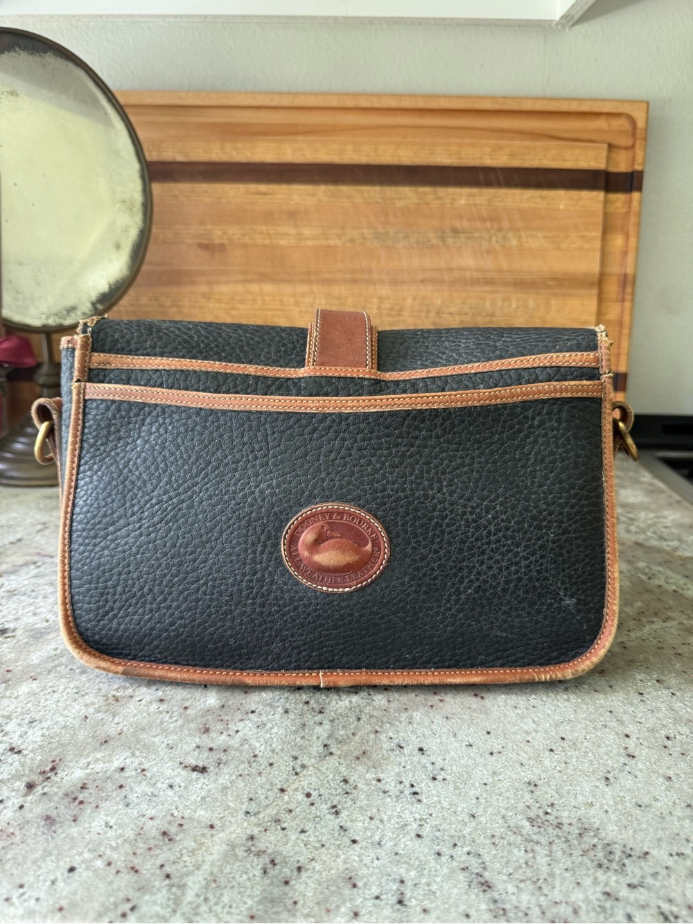Vintage Dooney & Bourke AWL Carrier Messenger Bag| Black/Tan| USA Made